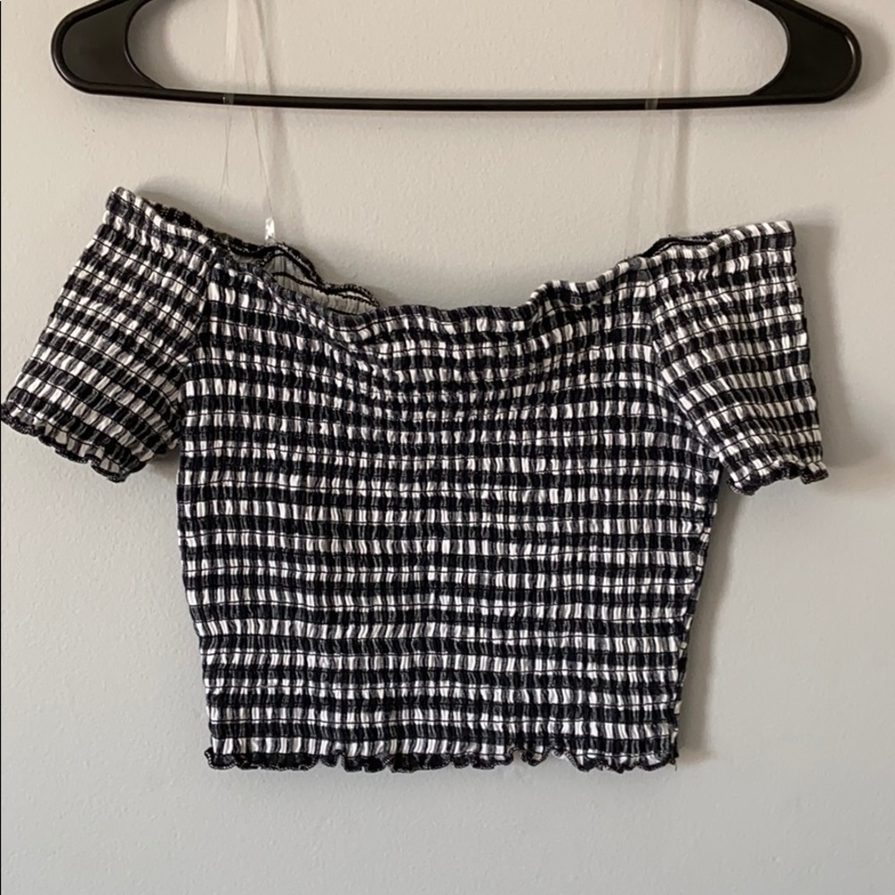 Charlotte Russe Black and White Crop Top Plaid